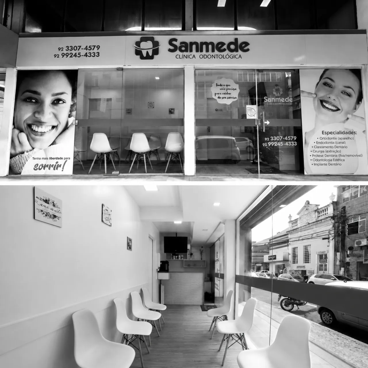 Dentista em Manaus — segunda unidade da Sanmede, fachada e sala de espera